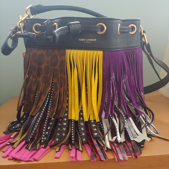 Saint Laurent YSL Multi Color Fringe Purse - Picture 2 of 8